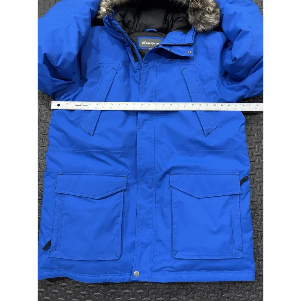 Eddie Bauer Jacket Mens 2XL Tall Blue Parka Down Insulated WeatherEdge Fur Hood